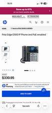 Poly Edge E500 12-Line Corded IP VoIP Phone w/ PoE, Black/Silver picture