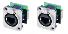 (2 PACK) NEUTRIK NE8FDP CAT 5/6 RJ45 Feed-Thru D Series Panel Mnt Jack - Nickel picture