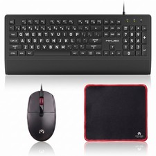 Large Print Keyboard Mouse Combo for Seniors Wired 3in1 Set PC USB Vision picture