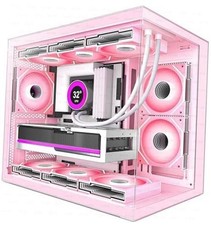 H3  ATX PC Case - Pre-Installed with 6 Infinity Mirror PWM ARGB Fans - Pink RGB picture
