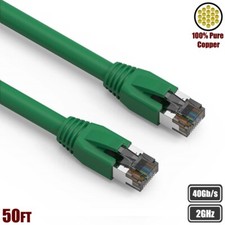 50FT CAT8 RJ45 Network LAN Ethernet S/FTP Cable Copper Wire 2GHz 40Gbps Green picture