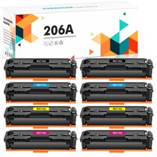 8 Pack Compatible With HP 206A W2110A Toner LaserJet MFP M255nw M283fdn No Chip picture