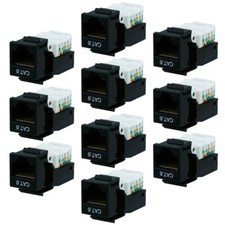 10 Pcs Cat5E RJ45 Toolless Keystone Jack Ethernet LAN Network Solid Cable Black picture