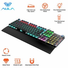 AULA Gaming Keyboard Square Glowing Keycaps Backlit Wired 108 Keys Anti-ghosting picture