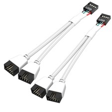 OwlTree 2 Pack Motherboard USB 2.0 to Dual 9 Pin Extension, 6.3 inches, White picture