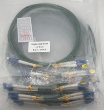 LOT OF 10 FIBER OPTIC PATCH CABLES G657A1 9/125 LC UPC-LC UPC DX SM 2.0 3M GREEN picture