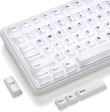 XVX Genuine Ceramic Keycaps Set, 120 Keys Cherry Profile White with Black Front picture