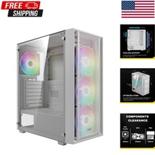 GAMDIAS White ATX Mid Tower Gaming Computer PC Case with Side Tempered Glass, Pr picture