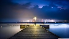 Landscape pier lightning clouds ontario Custom Gaming Mat Desk picture