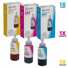 LD Compatible Epson 664 / T664 Set of 3 Ink Bottles: 1 T664220 Cyan, 1 T664320 picture