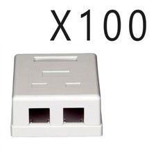 100 pcs pack lot - 2-Port Dual Keystone Jack Surface Mount Housing Box - White picture