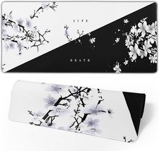 Japanese Life Death Keyboard Mat, Black White Japanese Anime Gaming Mouse Pad... picture
