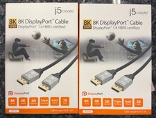 Brand New j5 Create 8k DisplayPort Cable 1.4 HBR3 Certified 2 - Pack On Sale  picture