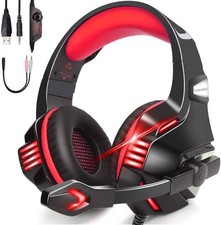 Hunterspider Gaming Headset PS4 PC Over-Ear LED Mic Noise Cancelling Unused picture