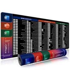 Large Office Shortcuts Mouse Pad – Excel, Word, PowerPoint Desk Mat – Non-Slip & picture