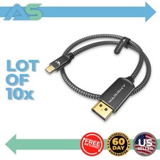 10 Lot Warrky DisplayPort to USB-C 6FT Audio/Video Cable Ultra-Fine Contrast 8K picture