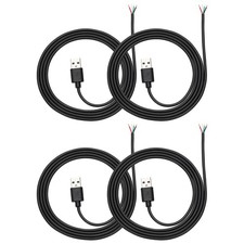 4Pcs 1m/3.28Ft USB Pigtail Cable, 5V 2.4A USB A to 4 Pin Bare Wires, Black picture