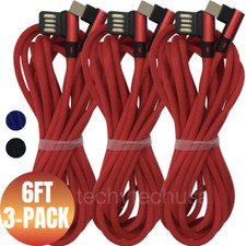 3 Pack 6Ft 90-Degree Angle USB Charging Cable For iPhone 11 XR 8 7 Charger Cord picture