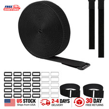 Cable Straps Reusable Black Nylon Hook and Loop Adjustable Set with Metal and picture