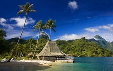 Landscape tropical beach resort hills palm Custom Gaming Mat Desk picture