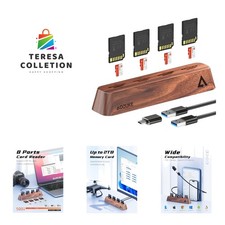 8-Port USB 3.0 Card Reader in Elegant Walnut Wood for Creative Professionals picture