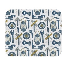 Railroad Tools Mouse Pad | Lantern, Wrench, Crossing Sign Pattern picture