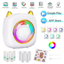 LED RGB Mini Pocket Thermal Printer Bluetooth Wireless Photo Label Printing USB picture