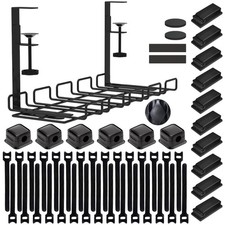 ENGYNC 52-Piece Under Desk Cable Management Tray Kit - 15.7’’ 52-Piece, Black  picture