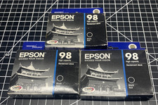 3x Epson 98 High Cap Black Ink Cartridge C13T098120 Genuine OEM  EXP 2013/2014 picture