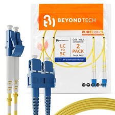 2 Pack 2m 6.56ft LC To SC UPC SingleMode Duplex Fiber Optic Patch Cable picture
