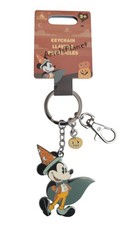 Disney Parks Happy Halloween Mickey Mouse Pumpkin Metal Keychain Bag Charm picture