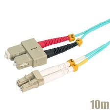 10M LC UPC to SC UPC Duplex 50/125 Multi Mode Fiber Optic Optical Cable OM4 Aqua picture