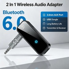 USB Wireless Bluetooth 6.0 Transmitter Receiver 2in1 Audio Adapter 3.5mm Aux Car picture