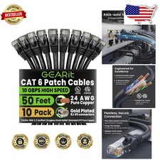 High-Speed Cat 6 Ethernet 50ft (10 Pack): 10Gbps, Gold Plated,  Certified picture