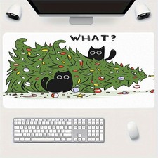 Cute Black Cat Themed Mouse Pad with Vibrant Design and 