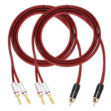 2 Pcs Gold Plated RCA Audio Cable, 1 RCA to 2 4mm Banana Plug, 4.9ft picture