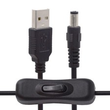 Cablecy DC 5.5x2.1mm Plug to USB Type-A Cable with Switch Button On Off DC 5V picture