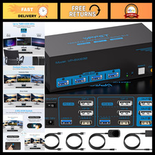 8K HDMI DisplayPort KVM Switch for 3 Monitors & 2 Computers, 60Hz, Multi-Device picture