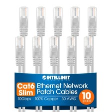 Intellinet Slim Cat6 Ethernet Network Patch Cable – 10-Pack - 10Gbps & 250MHz... picture