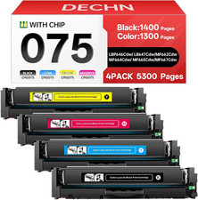 With Chip 4-Pack Toner Cartridge Black Cyan Magenta Yellow 075 Canon BN Compatib picture