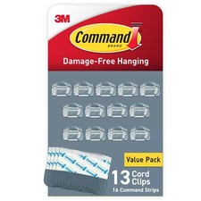 Command Clear Cord Clips for Cable Organizer 13 Clips Damage Free Hanging picture