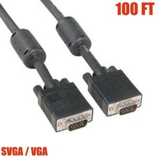 100FT VGA SVGA HD 15 Pin Male to Male Monitor Cable Cord PC Laptop Ferrite Cores picture