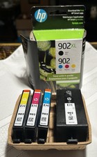 Genuine HP 902XL Black + 902 C/M/Y Ink 4 Pack OEM 3 Unused, Black Used picture