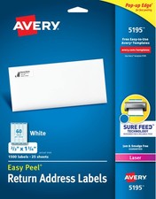 Return Address Labels Laser Printer 2/3 x 1-3/4 1500 Avery 5195 Printers Packs picture
