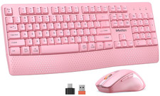 Combo Teclado y Ratón Inalámbricos Rosa con Reposamuñecas y Ratón DPI, Nuevo picture