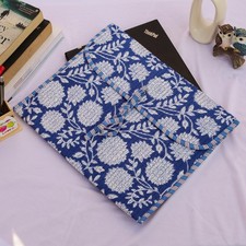 Blue Floral Quilted Laptop Sleeve Handmade Cotton Laptop Boho Office Bag picture