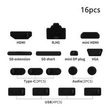 16Pcs Silicone Anti Dust Plug Cover Set USB Type C HDMI RJ45 Laptop Ports picture