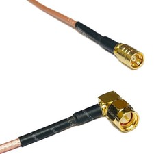 30 x 3.5 INCH SMB Female to SMA Male Angle Pigtail Cable RG316 (Pin to Pin) picture
