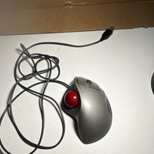 Tested Working Logitech TrackMan Wheel USB Wired Optical Trackball  Gray/Red picture