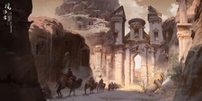 Landscape  art fantasy city camels desert portal petra Custom Gaming Mat Desk picture